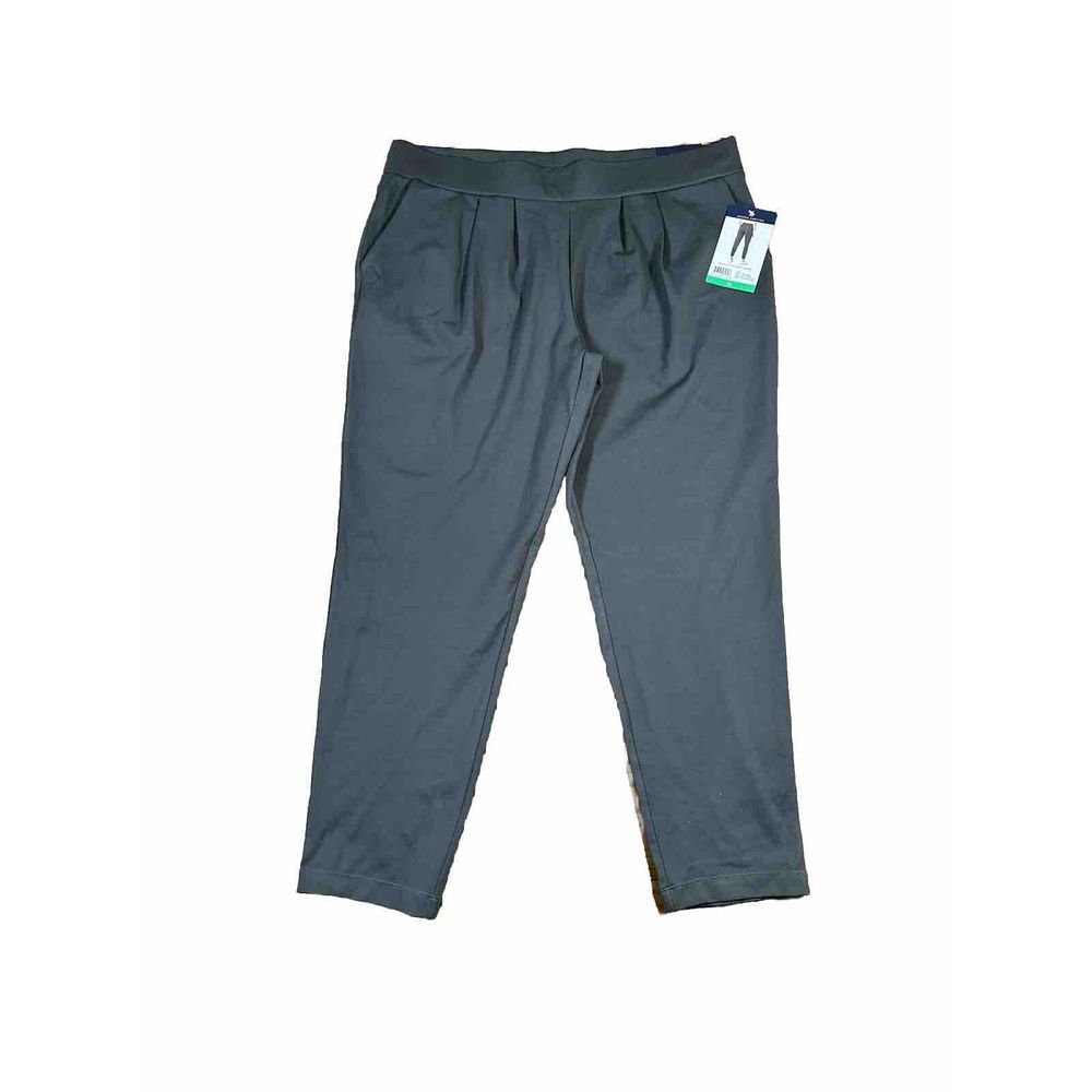 Modern Ambition Pleated Front Pull On Ponte Knit Pant Volcanic Ash XL
